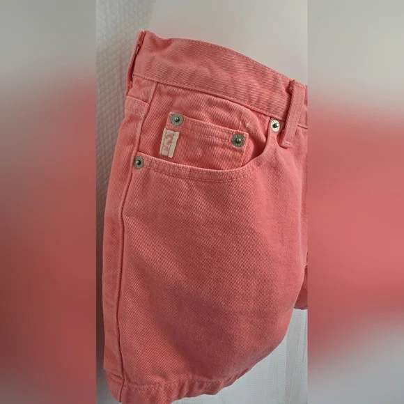 🖤 Guess Pink High-Waisted Jean Shorts Retro Style - Picture 2 of 7